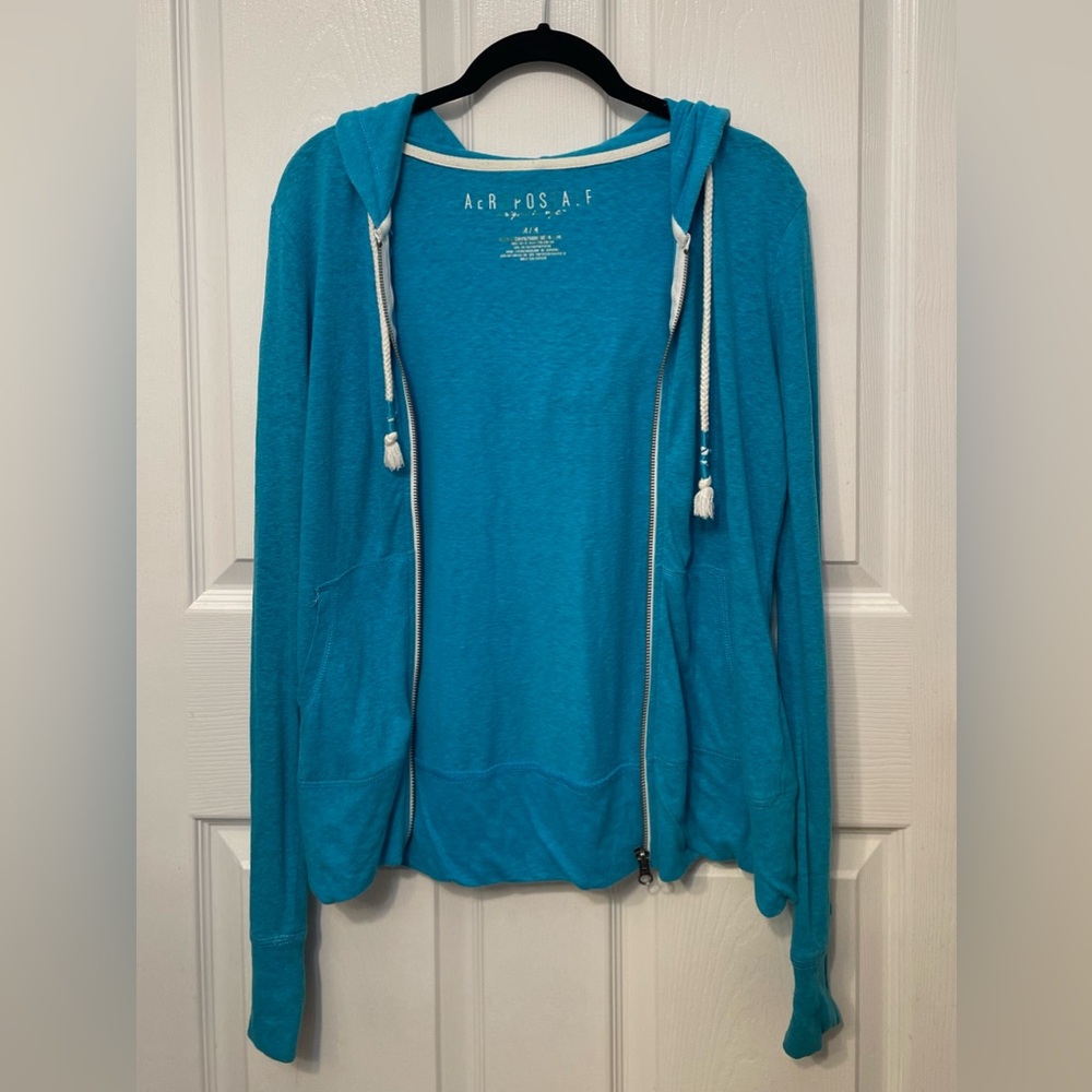 Aeropostale Turquoise Blue Lightweight Zip Up Hoodie